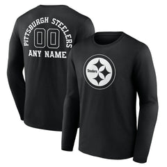Pittsburgh Steelers Personalized Name & Number Monochrome Long Sleeve T-Shirt | NFL New
