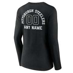 Pittsburgh Steelers Women's Personalized Name & Number Monochrome Long Sleeve V-Neck T-Shirt | NFL On sale