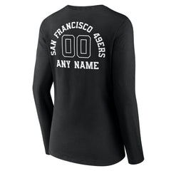 San Francisco 49ers Women's Personalized Name & Number Monochrome Long Sleeve V-Neck T-Shirt | NFL Sale