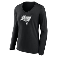 Tampa Bay Buccaneers Women's Personalized Name & Number Monochrome Long Sleeve V-Neck T-Shirt | NFL New