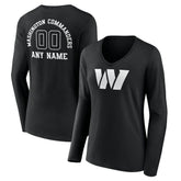 Washington Commanders Women's Personalized Name & Number Monochrome Long Sleeve V-Neck T-Shirt | NFL Hot