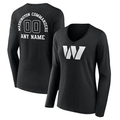 Washington Commanders Women's Personalized Name & Number Monochrome Long Sleeve V-Neck T-Shirt | NFL Hot