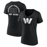 Washington Commanders Women's Personalized Name & Number Monochrome V-Neck T-Shirt | NFL Discount