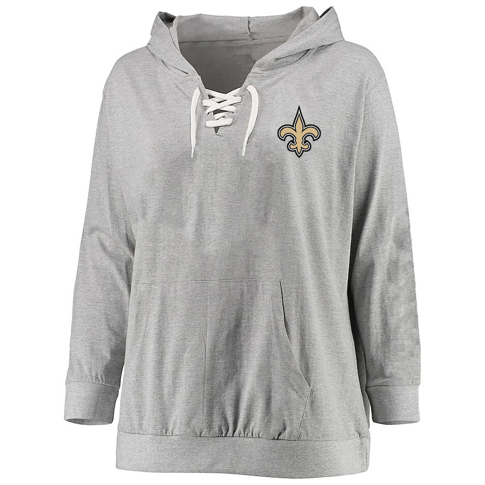 New Orleans Saints Women's Plus Size Lace-up Pullover Hoodie | NFL Online