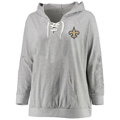 New Orleans Saints Women's Plus Size Lace-up Pullover Hoodie | NFL Online