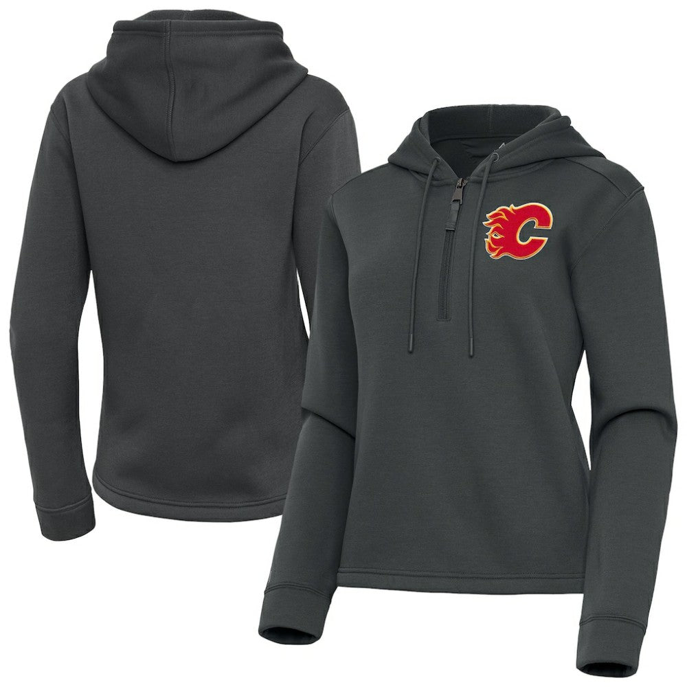 Calgary Flames Antigua Women's Contemporary Quarter-Zip Hoodie - NHL Hoodies