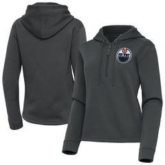 Edmonton Oilers Antigua Women's Contemporary Quarter-Zip Hoodie - NHL Hoodies