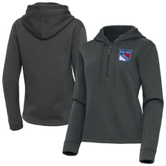New York Rangers Antigua Women's Contemporary Quarter-Zip Hoodie - NHL Hoodies