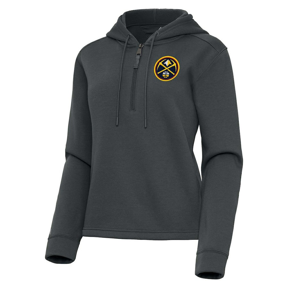 Pewter Denver Nuggets Antigua Women's Contemporary Quarter-Zip Hoodie sale | NBA