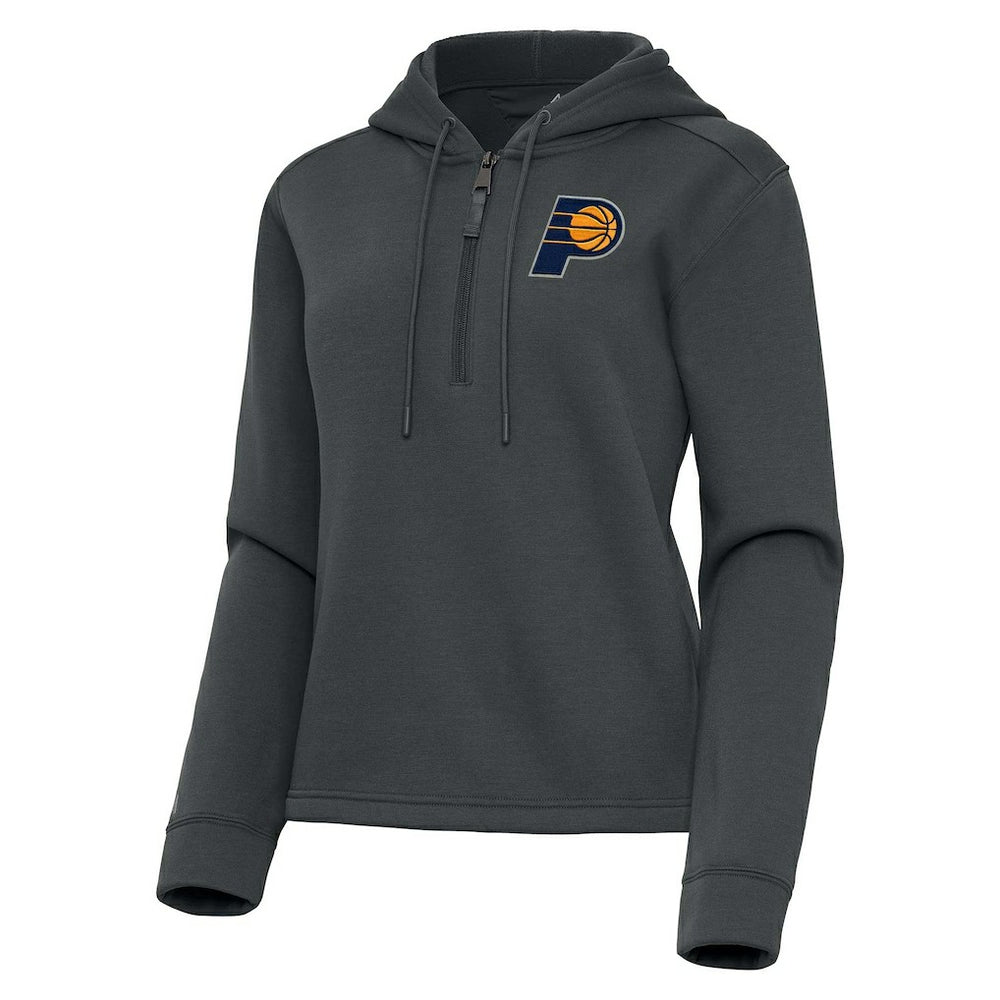 Pewter Indiana Pacers Antigua Women's Contemporary Quarter-Zip Hoodie | NBA