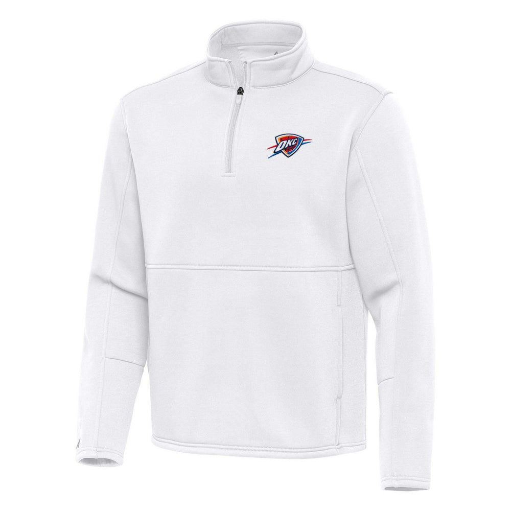 White Oklahoma City Thunder Antigua Twist Quarter-Zip Pullover Top - White cheap | NBA