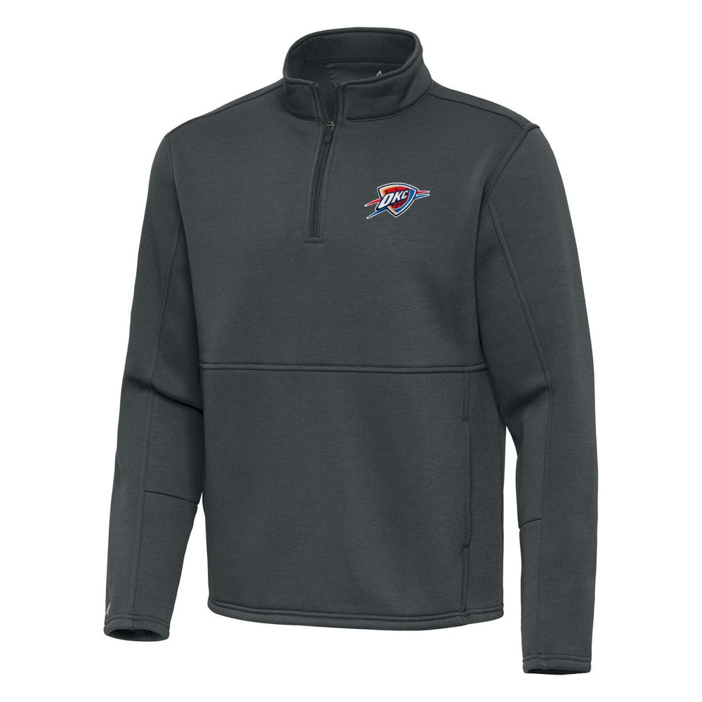 Pewter Oklahoma City Thunder Antigua Twist Quarter-Zip Pullover Top - Pewter shop | NBA