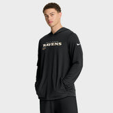 Baltimore Ravens Sideline Pure Fury Performance Long Sleeve Hoodie T-Shirt | NFL Discount