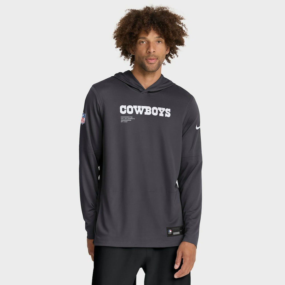 Dallas Cowboys Sideline Pure Fury Performance Long Sleeve Hoodie T-Shirt | NFL New
