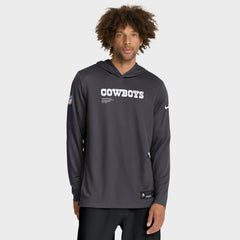Dallas Cowboys Sideline Pure Fury Performance Long Sleeve Hoodie T-Shirt | NFL New