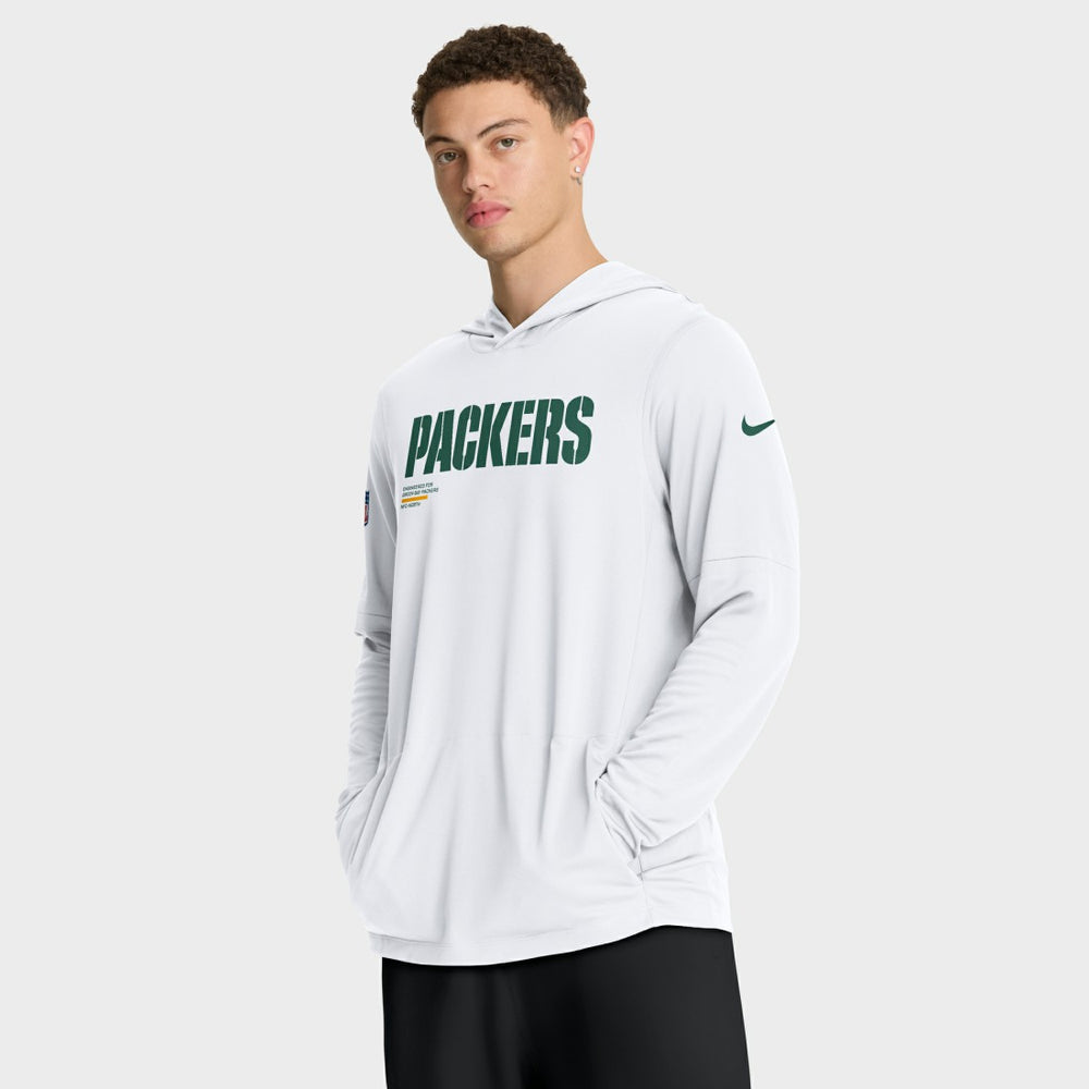 Green Bay Packers Sideline Pure Fury Performance Long Sleeve Hoodie T-Shirt | NFL New
