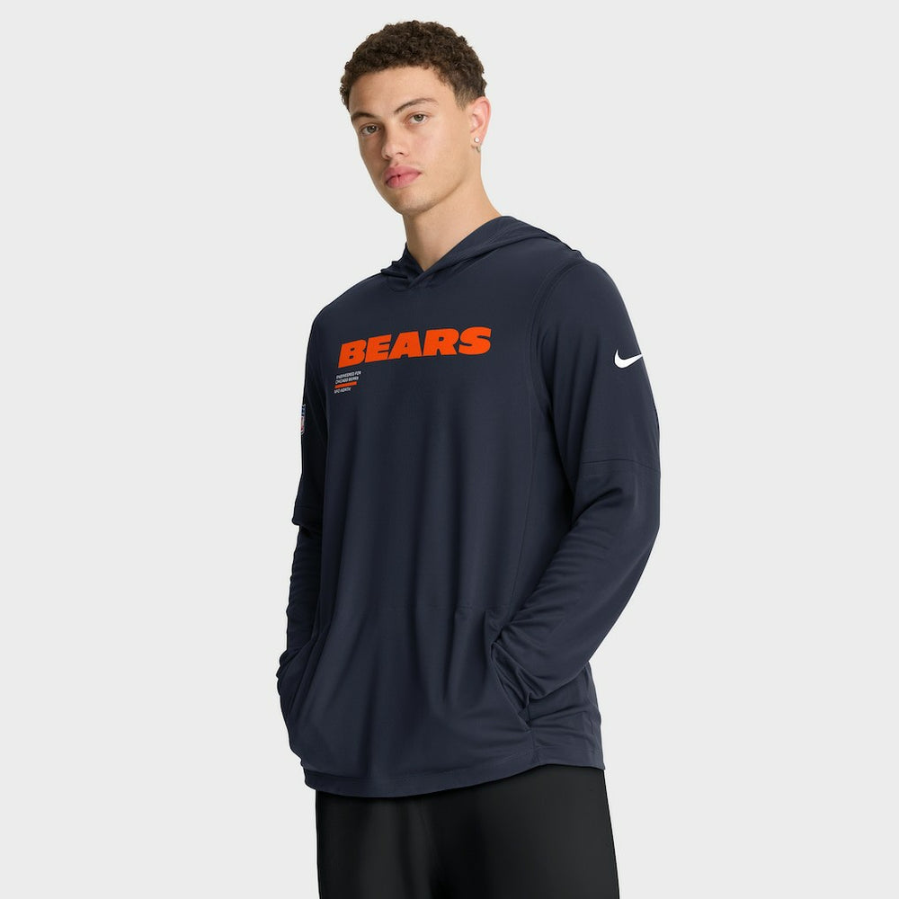 Chicago Bears Big & Tall Sideline Dri-FIT Long Sleeve Hoodie T-Shirt | NFL Outlet