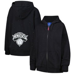 Black New York Knicks Terez Women's Oversized Allover Gemstone Full-Zip Hoodie | NBA
