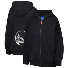 Black Golden State Warriors Terez Women's Oversized Allover Gemstone Full-Zip Hoodie sale | NBA