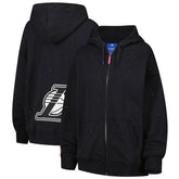 Black Los Angeles Lakers Terez Women's Oversized Allover Gemstone Full-Zip Hoodie | NBA