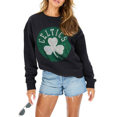 Black Boston Celtics Terez Women's Gemstone Logo Pullover Sweatshirt | NBA