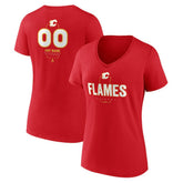 Calgary Flames Women's Personalized Name & Number Midfielder V-Neck T-Shirt - NHL T-shirts