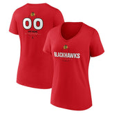 Chicago Blackhawks Women's Personalized Name & Number Midfielder V-Neck T-Shirt - NHL T-shirts