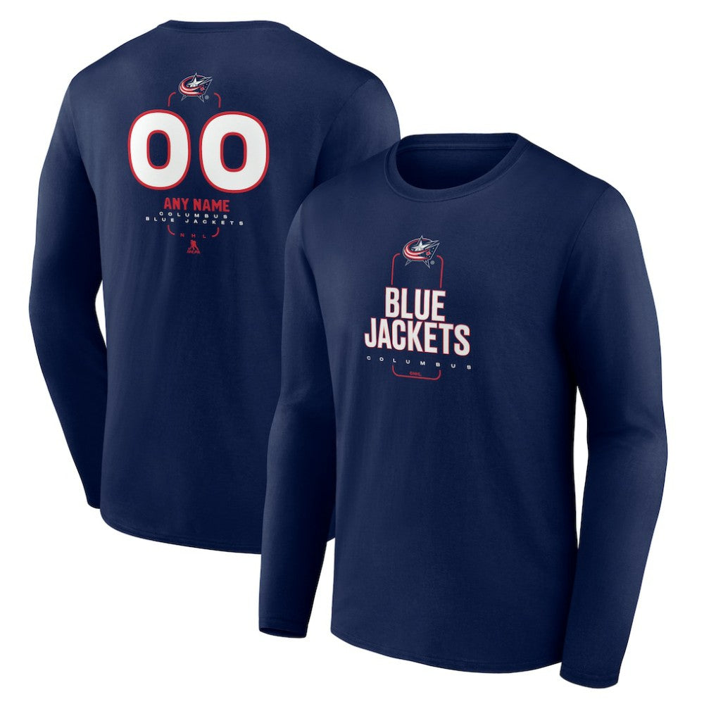 Columbus Blue Jackets Personalized Name & Number Midfielder Long Sleeve T-Shirt - NHL T-shirts