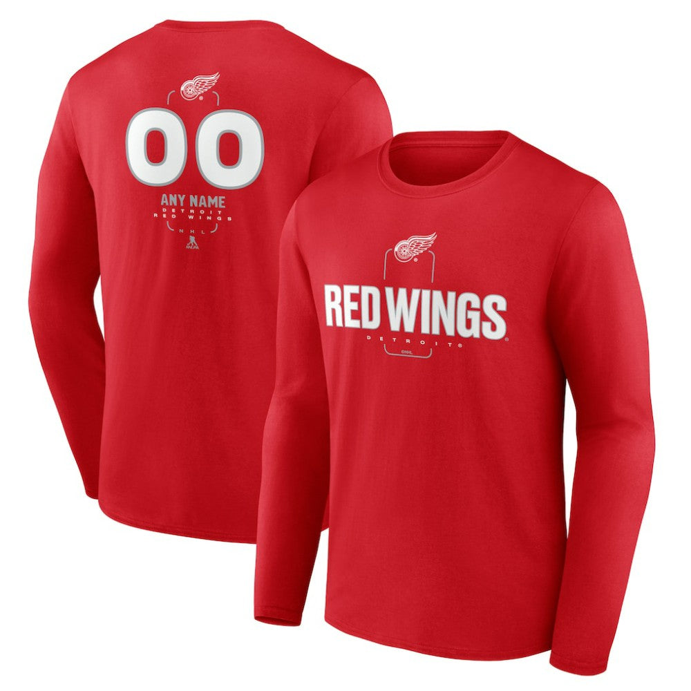 Detroit Red Wings Personalized Name & Number Midfielder Long Sleeve T-Shirt - NHL T-shirts