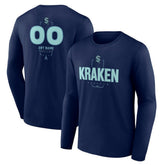 Seattle Kraken Personalized Name & Number Midfielder Long Sleeve T-Shirt - NHL T-shirts