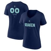 Seattle Kraken Women's Personalized Name & Number Midfielder V-Neck T-Shirt - NHL T-shirts