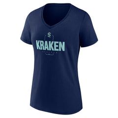 Seattle Kraken Women's Personalized Name & Number Midfielder V-Neck T-Shirt - NHL T-shirts
