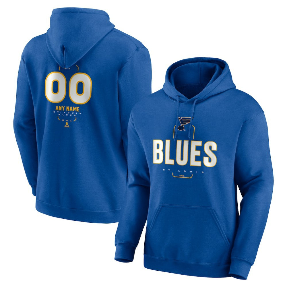 St. Louis Blues Personalized Name & Number Midfielder Pullover Hoodie - NHL Hoodies