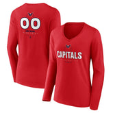 Washington Capitals Women's Personalized Name & Number Midfielder Long Sleeve V-Neck T-Shirt - NHL T-shirts