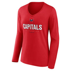 Washington Capitals Women's Personalized Name & Number Midfielder Long Sleeve V-Neck T-Shirt - NHL T-shirts