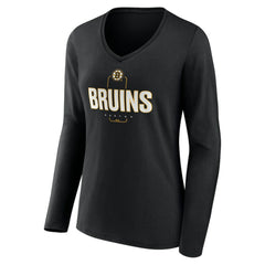 Boston Bruins Women's Personalized Name & Number Midfielder Long Sleeve V-Neck T-Shirt - NHL T-shirts