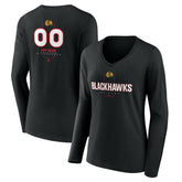 Chicago Blackhawks Women's Personalized Name & Number Midfielder Long Sleeve V-Neck T-Shirt - NHL T-shirts