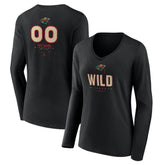 Minnesota Wild Women's Personalized Name & Number Midfielder Long Sleeve V-Neck T-Shirt - NHL T-shirts