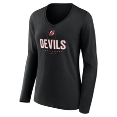 New Jersey Devils Women's Personalized Name & Number Midfielder Long Sleeve V-Neck T-Shirt - NHL T-shirts