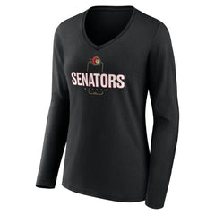 Ottawa Senators Women's Personalized Name & Number Midfielder Long Sleeve V-Neck T-Shirt - NHL T-shirts