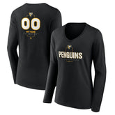 Pittsburgh Penguins Women's Personalized Name & Number Midfielder Long Sleeve V-Neck T-Shirt - NHL T-shirts