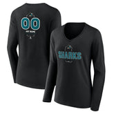 San Jose Sharks Women's Personalized Name & Number Midfielder Long Sleeve V-Neck T-Shirt - NHL T-shirts
