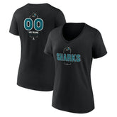 San Jose Sharks Women's Personalized Name & Number Midfielder V-Neck T-Shirt - NHL T-shirts