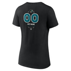 San Jose Sharks Women's Personalized Name & Number Midfielder V-Neck T-Shirt - NHL T-shirts