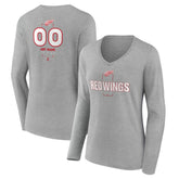 Detroit Red Wings Women's Personalized Name & Number Midfielder Long Sleeve V-Neck T-Shirt - NHL T-shirts