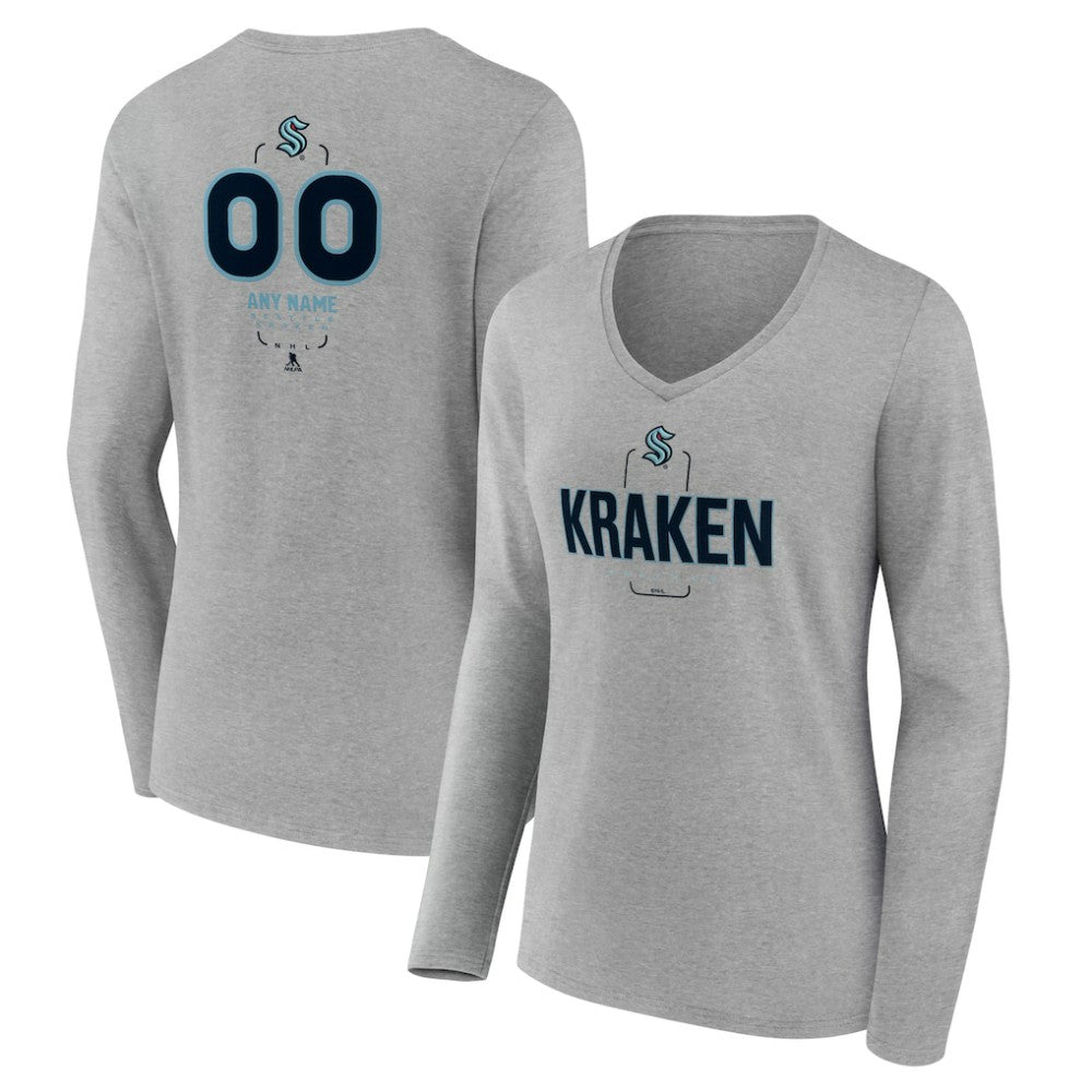 Seattle Kraken Women's Personalized Name & Number Midfielder Long Sleeve V-Neck T-Shirt - NHL T-shirts