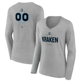 Seattle Kraken Women's Personalized Name & Number Midfielder Long Sleeve V-Neck T-Shirt - NHL T-shirts