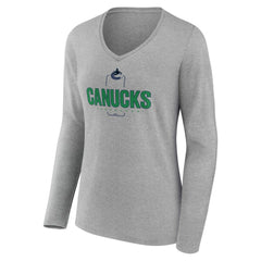 Vancouver Canucks Women's Personalized Name & Number Midfielder Long Sleeve V-Neck T-Shirt - NHL T-shirts