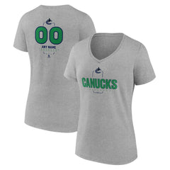Vancouver Canucks Women's Personalized Name & Number Midfielder V-Neck T-Shirt - NHL T-shirts