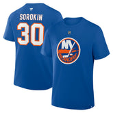 Ilya Sorokin New York Islanders Fanatics Authentic Stack Name & Number T-Shirt - NHL T-shirts